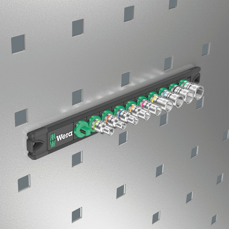 Wera 005400 9pc Magnetic socket Rail A 4 Zyklop Socket Set, 1/4"