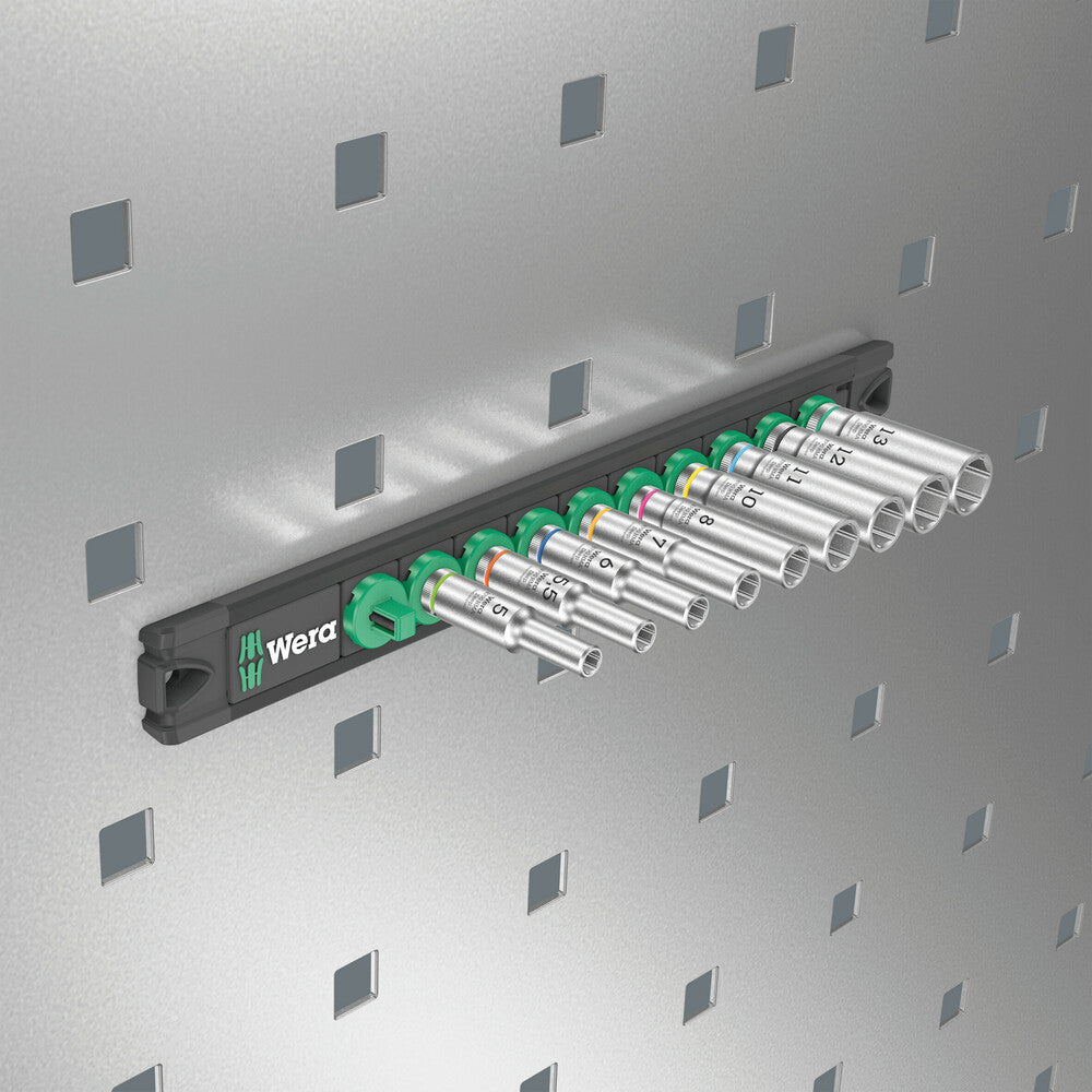 Wera 005410 9pc Magnetic socket rail A Deep 1 Socket Set, 1/4