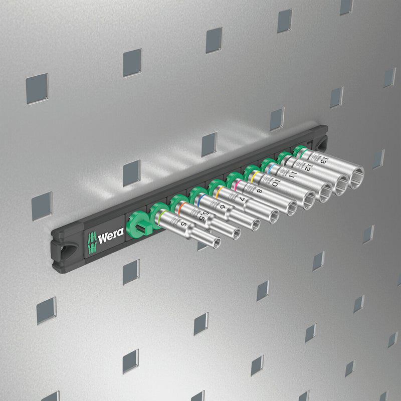 Wera 005410 9pc Magnetic socket rail A Deep 1 Socket Set, 1/4"