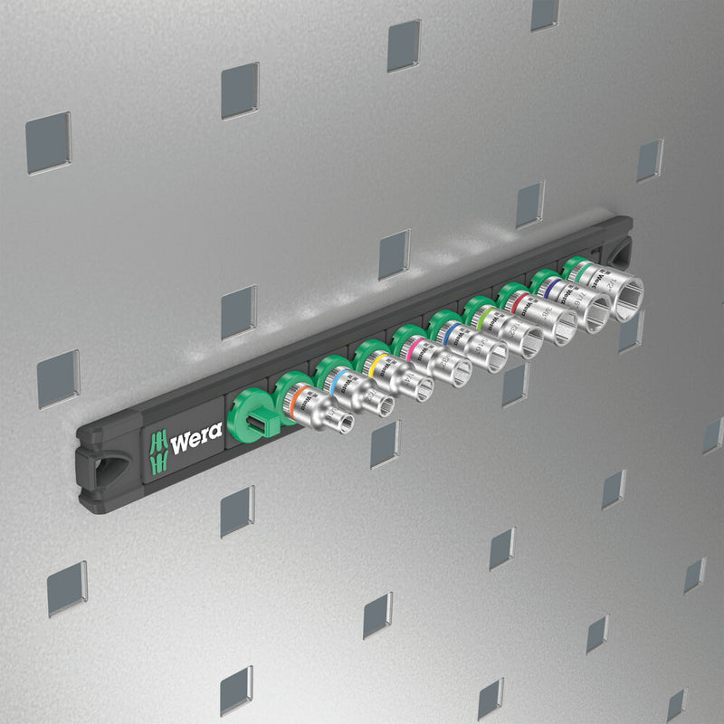 Wera 005420 9pc Magnetic socket rail A Imperial 1 Zyklop Socket Set, 1/4"
