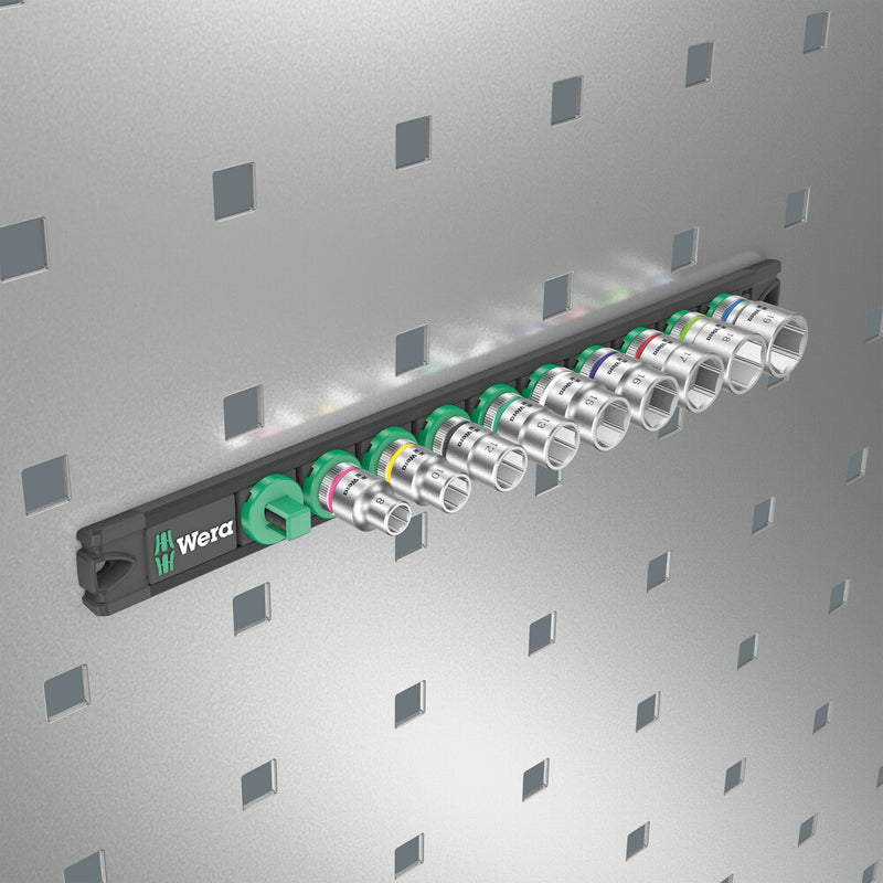 Wera 005430 9pc Magnetic socket rail B 4 Zyklop Socket Set, 3/8"