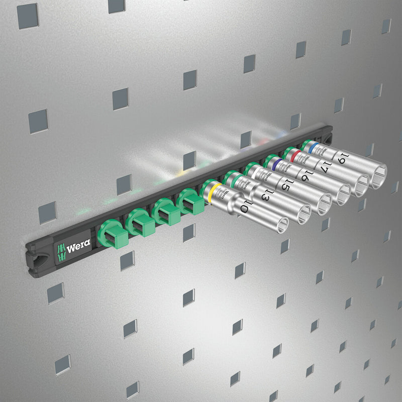 Wera 005470 9pc Magnetic socket rail C Deep 1 Socket Set, 1/4"