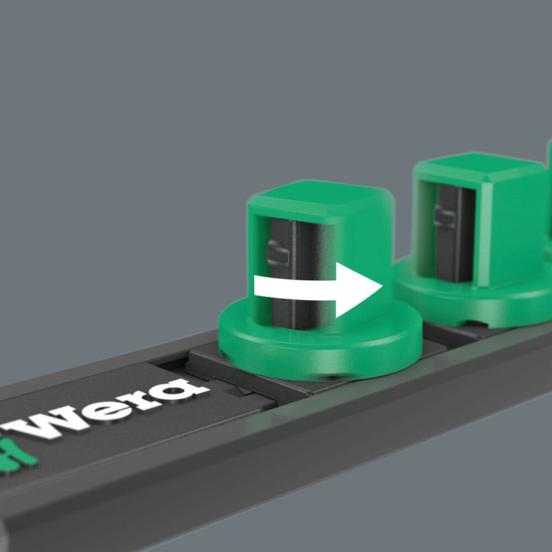 Wera 005450 9pc Magnetic socket rail B Imperial 1 Zyklop Socket Set, 3/8"