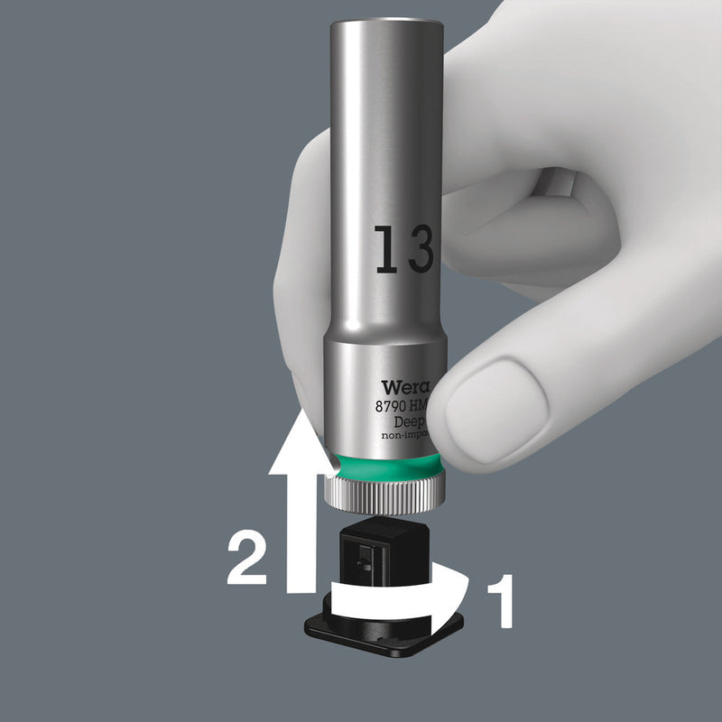 Wera 004525 9pc Belt A Deep 1 Socket Set, 1/4"